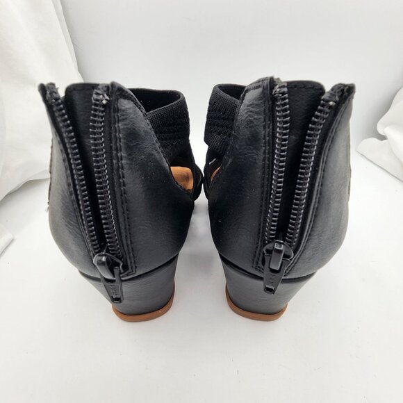 Eurosoft Sancia Black Wedge Sandals With Back Zipper Size 7.5 Textured Open Toe - Picture 6 of 8